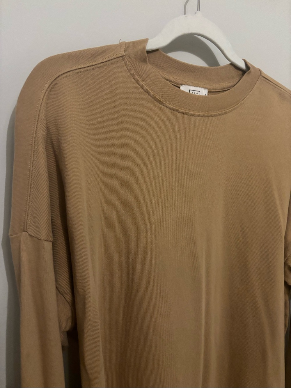 AYR The Early Mornings long sleeve tshirt in Camel Tan - Picture 3 of 4